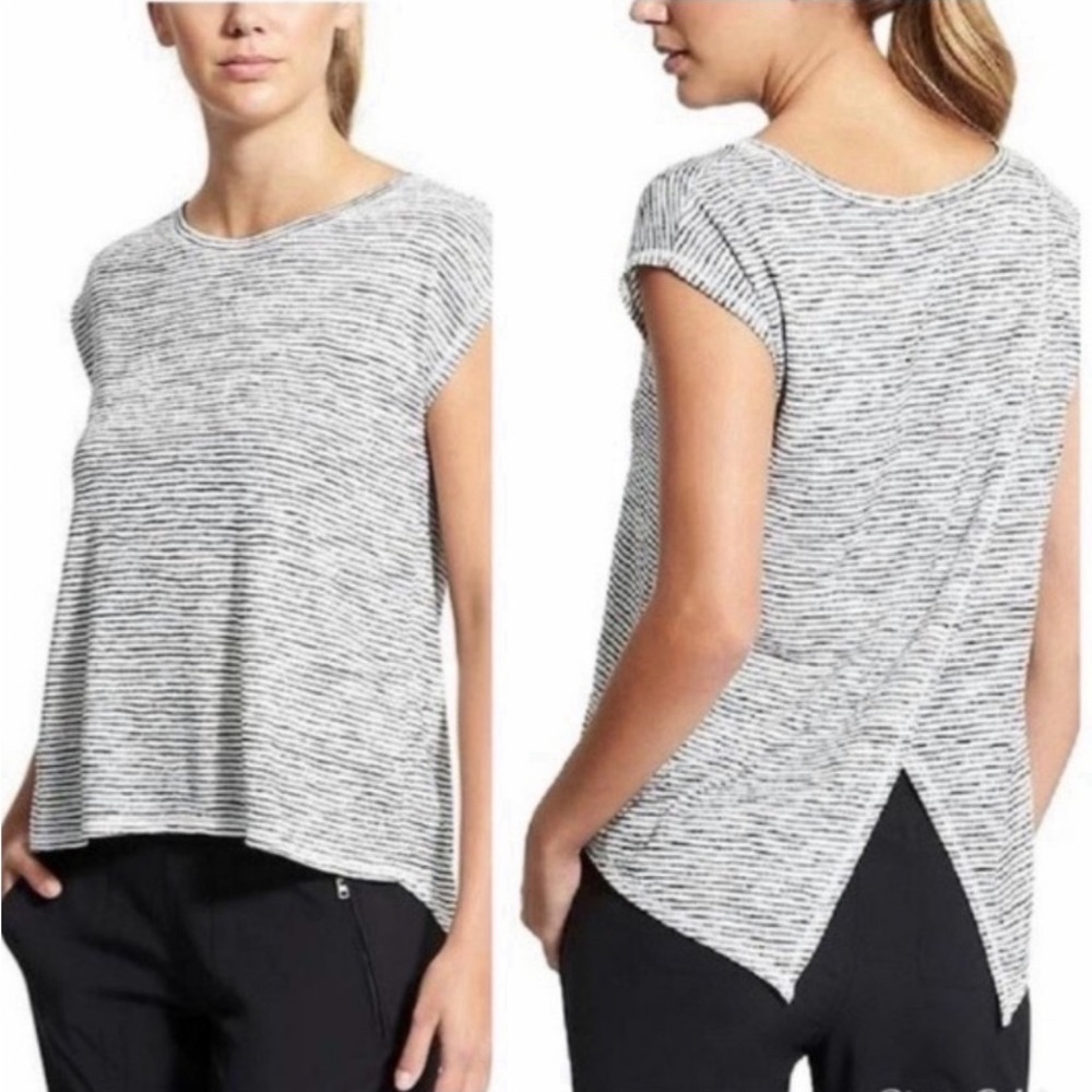 Athleta Breezy Split Back Crossover Striped Athle… - image 1